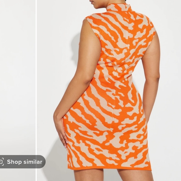 Savana Sweater Mini Dress - Orange/combo - Picture 3 of 6